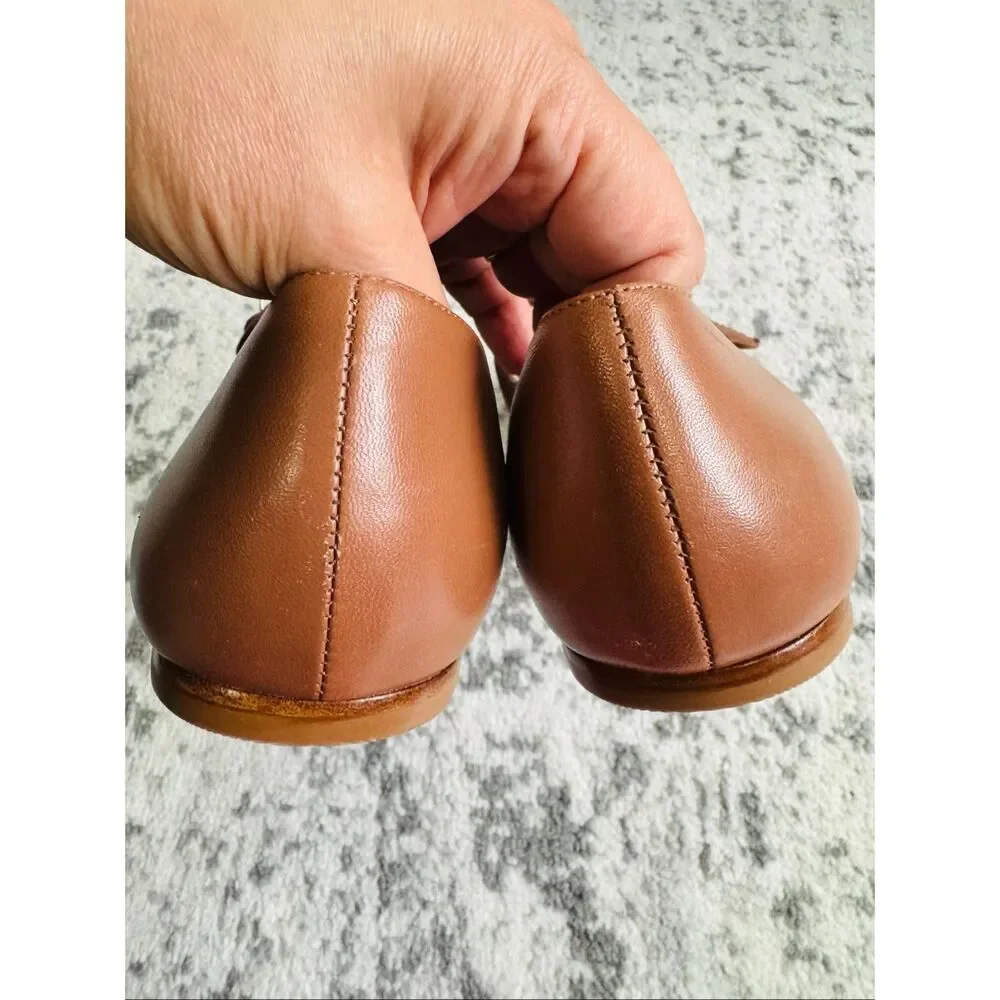 Larroudé Blair Leather Caramel Mary Jane Ballet Flat - Picture 6 of 7
